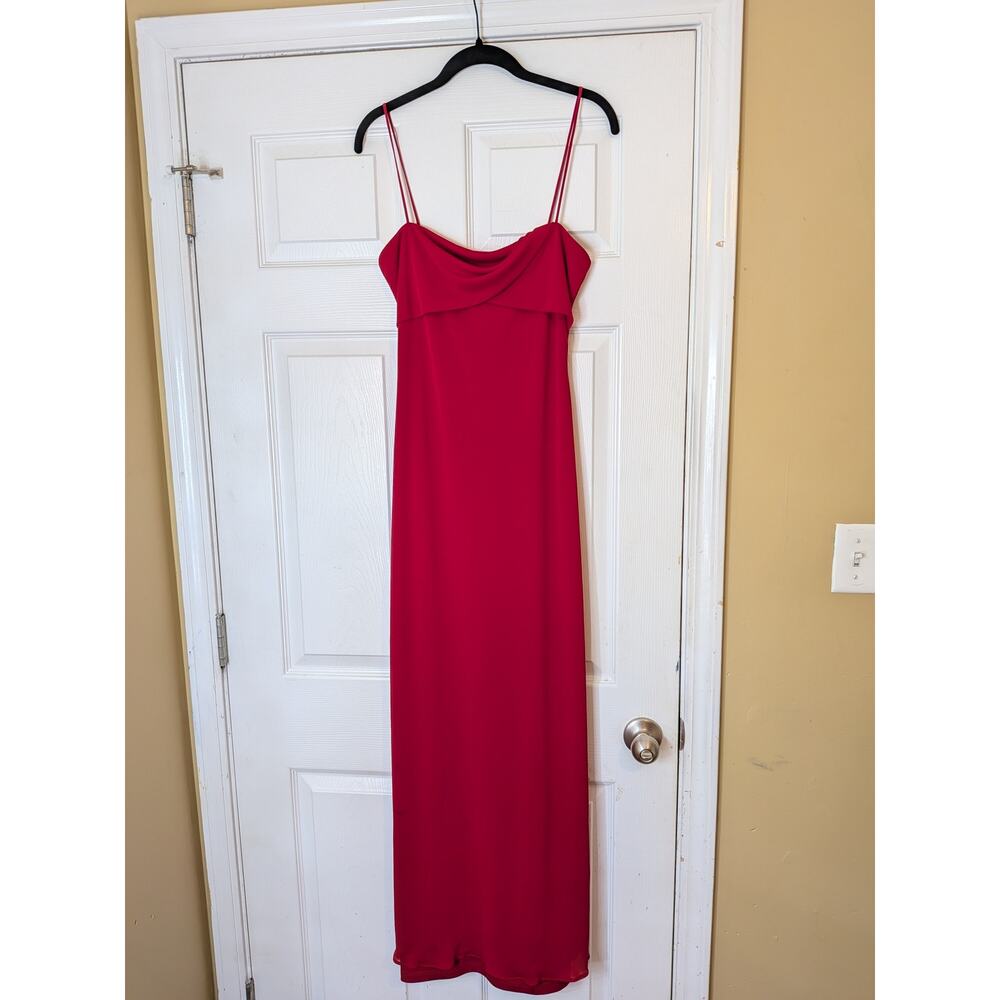 LAUNDRY by Shelli Segal Slip Dress Size 6 Red Spaghetti Strap Maxi Gown Formal